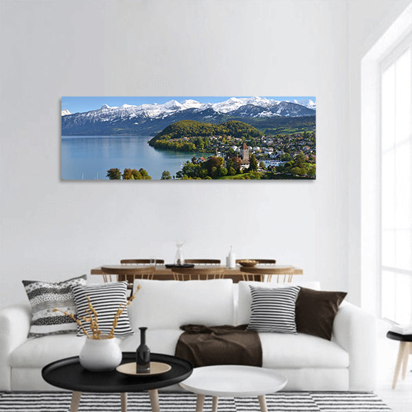 Spiez Castle, Switzerland panoramic canvas wall art