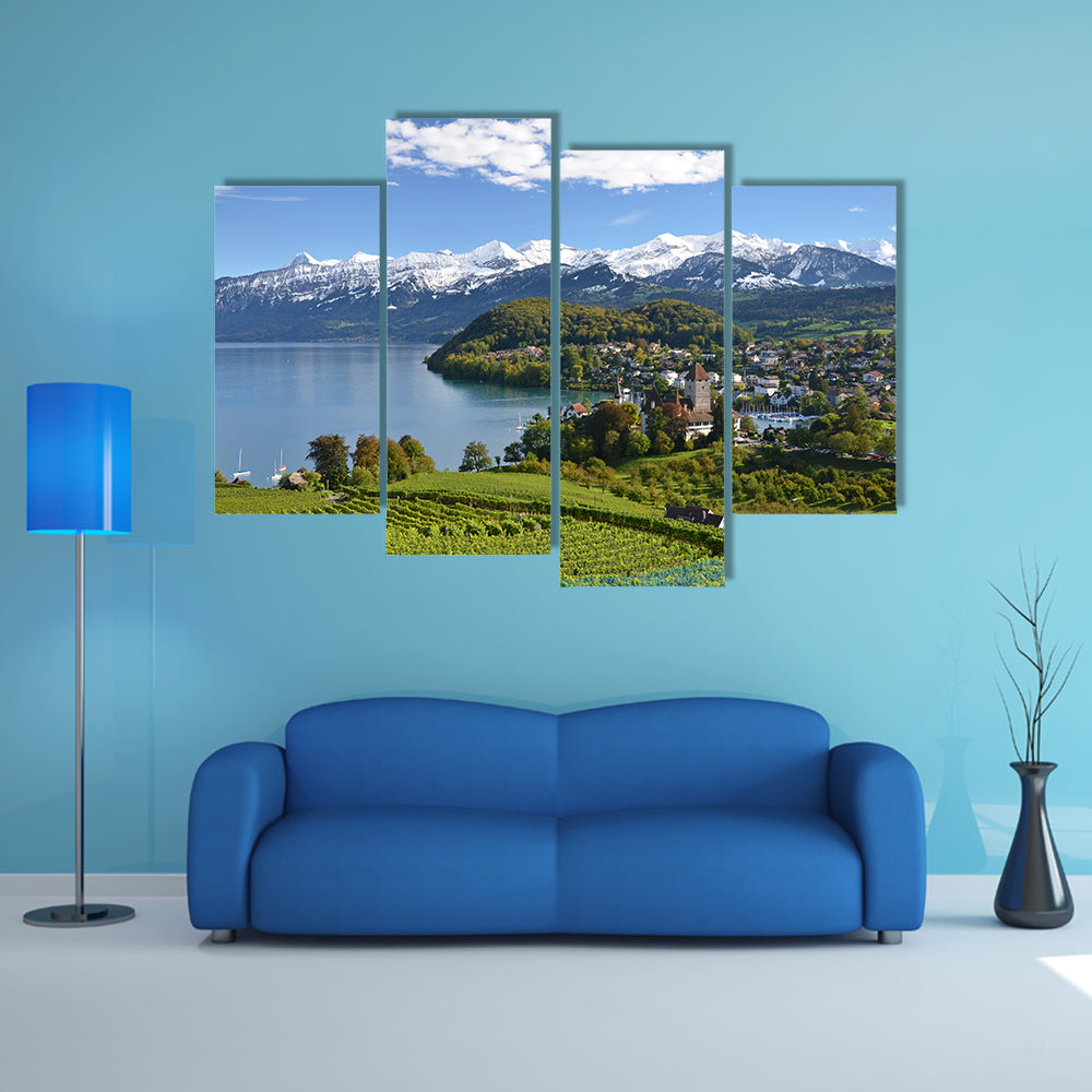The Spiez Castle, Switzerland Multi Panel Canvas Wall Art
