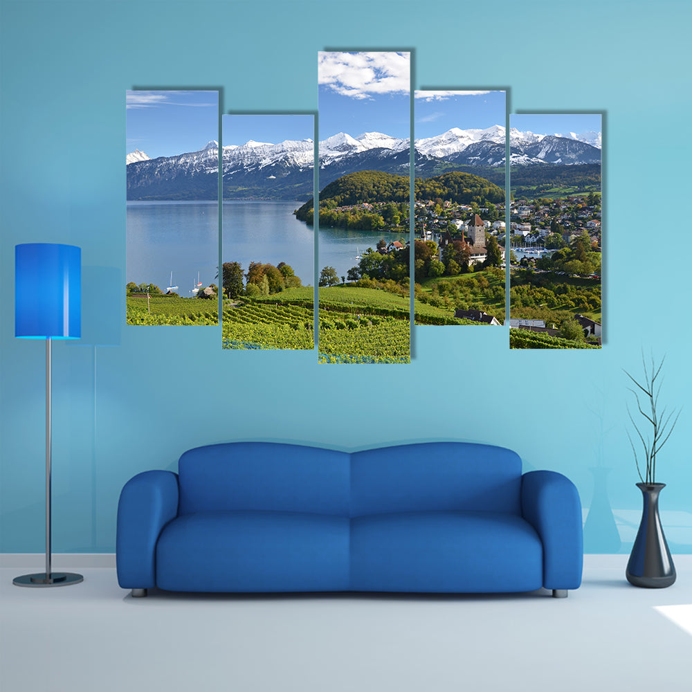 The Spiez Castle, Switzerland Multi Panel Canvas Wall Art
