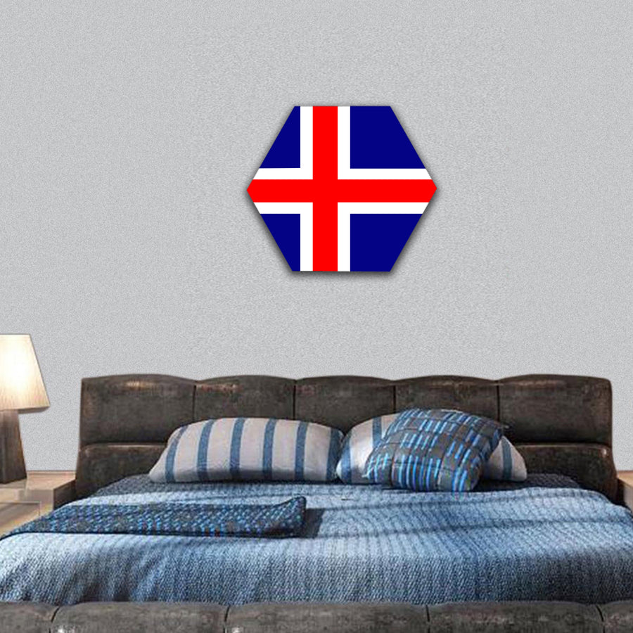 Original and simple Iceland flag hexagonal canvas wall art