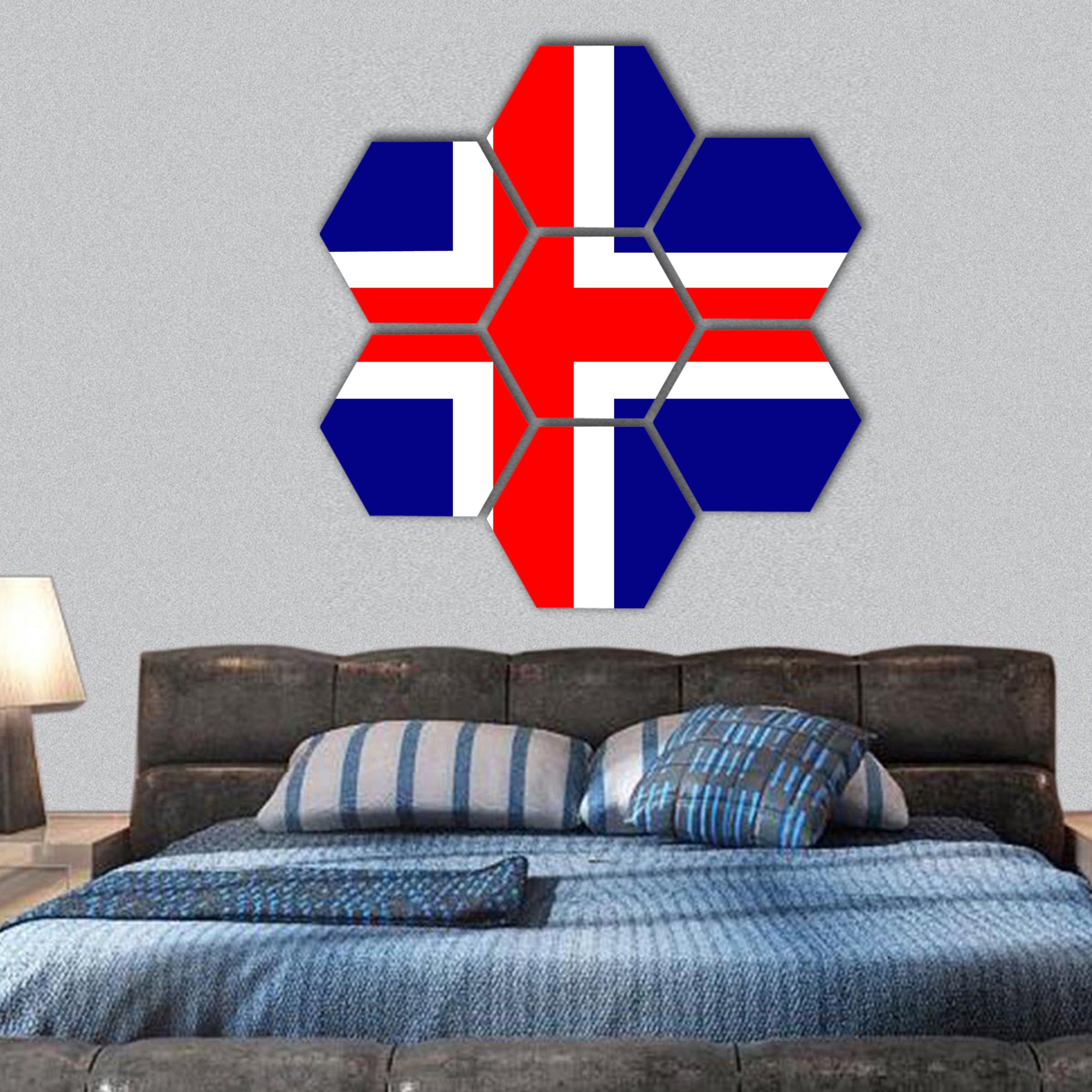 Original and simple Iceland flag hexagonal canvas wall art