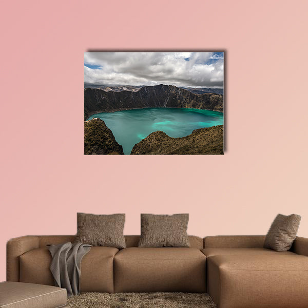 Quilotoa is a water-filled caldera, formed by the multi panel canvas wall art