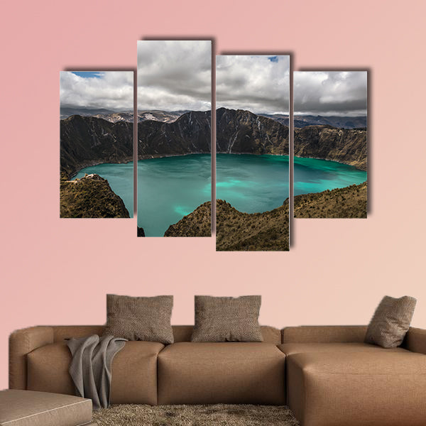 Quilotoa is a water-filled caldera, formed by the multi panel canvas wall art
