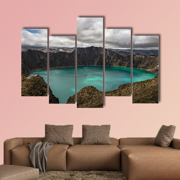Quilotoa is a water-filled caldera, formed by the multi panel canvas wall art