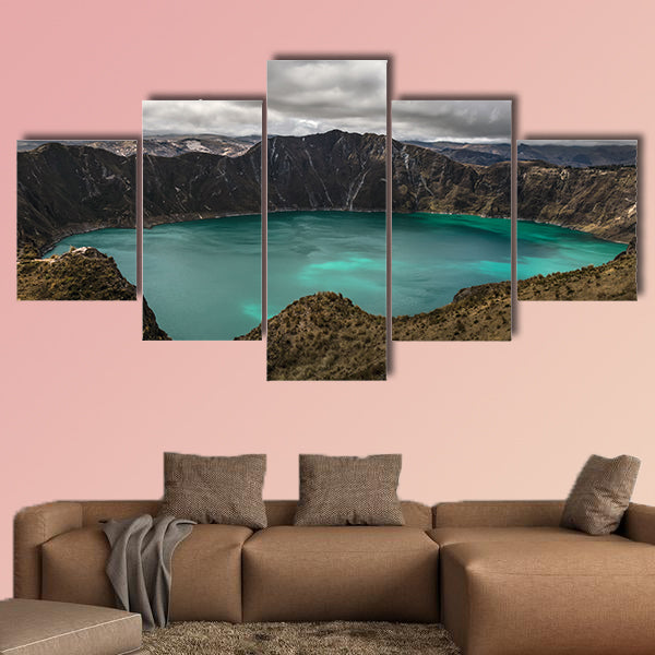 Quilotoa is a water-filled caldera, formed by the multi panel canvas wall art