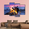  Blazing bonfire on the beach multi panel canvas wall art