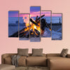  Blazing bonfire on the beach multi panel canvas wall art