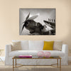 World War II era Navy fighter plane with folded wings Multi Panel Canvas Wall Art