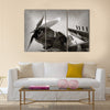 World War II era Navy fighter plane with folded wings Multi Panel Canvas Wall Art