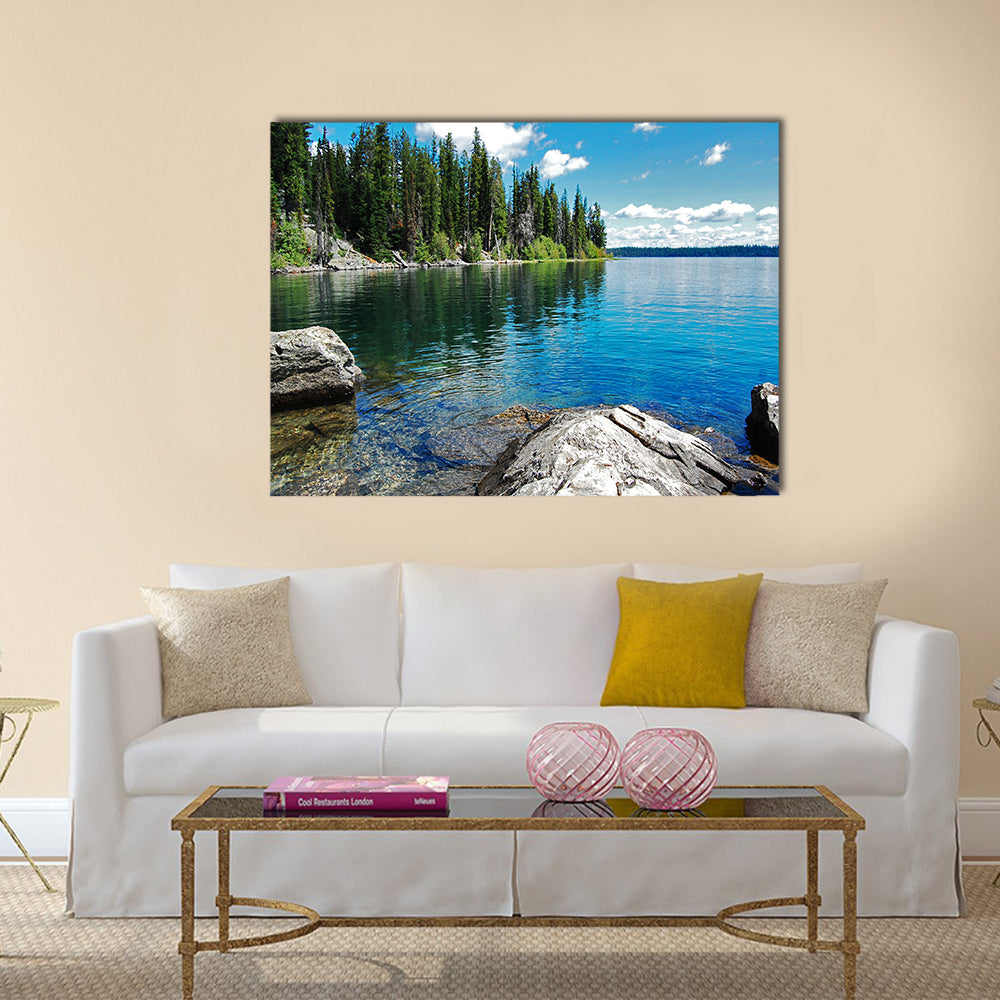 Gran Teton, beautiful landscape with the lake multi panel canvas wall art