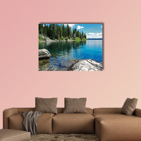 Gran Teton, beautiful landscape with the lake multi panel canvas wall art
