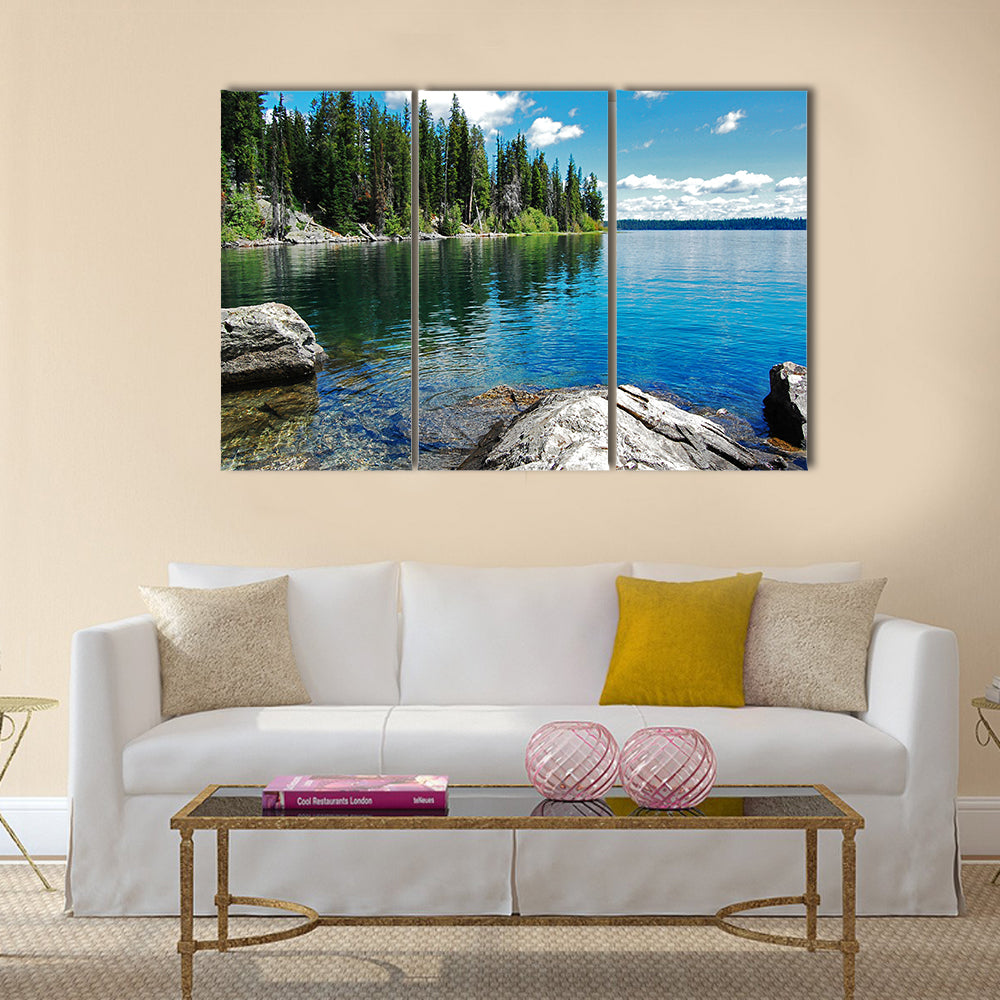 Gran Teton, beautiful landscape with the lake multi panel canvas wall art