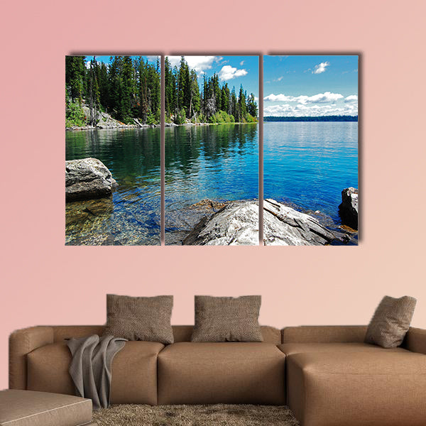 Gran Teton, beautiful landscape with the lake multi panel canvas wall art