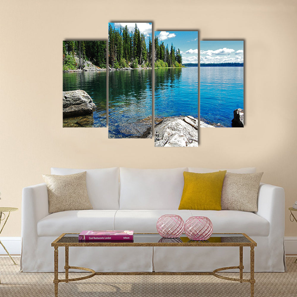 Gran Teton, beautiful landscape with the lake multi panel canvas wall art