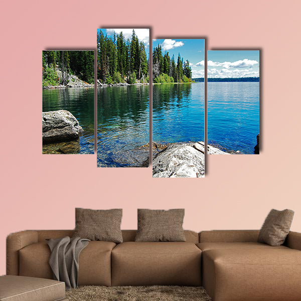 Gran Teton, beautiful landscape with the lake multi panel canvas wall art