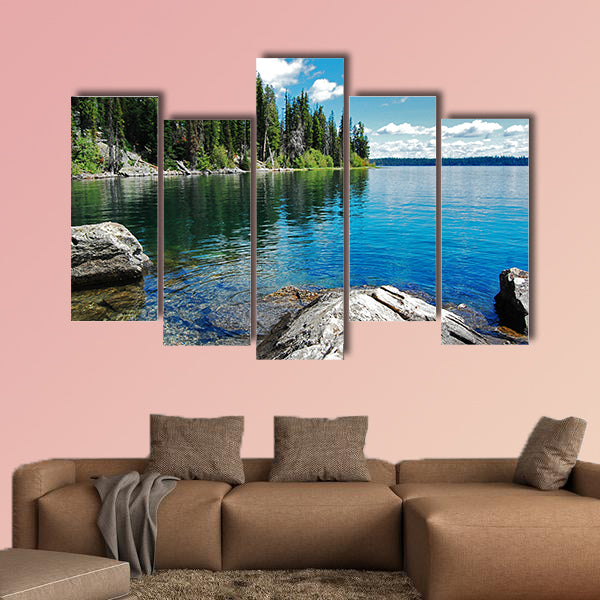 Gran Teton, beautiful landscape with the lake multi panel canvas wall art