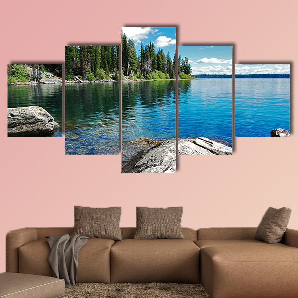 Gran Teton, beautiful landscape with the lake multi panel canvas wall art