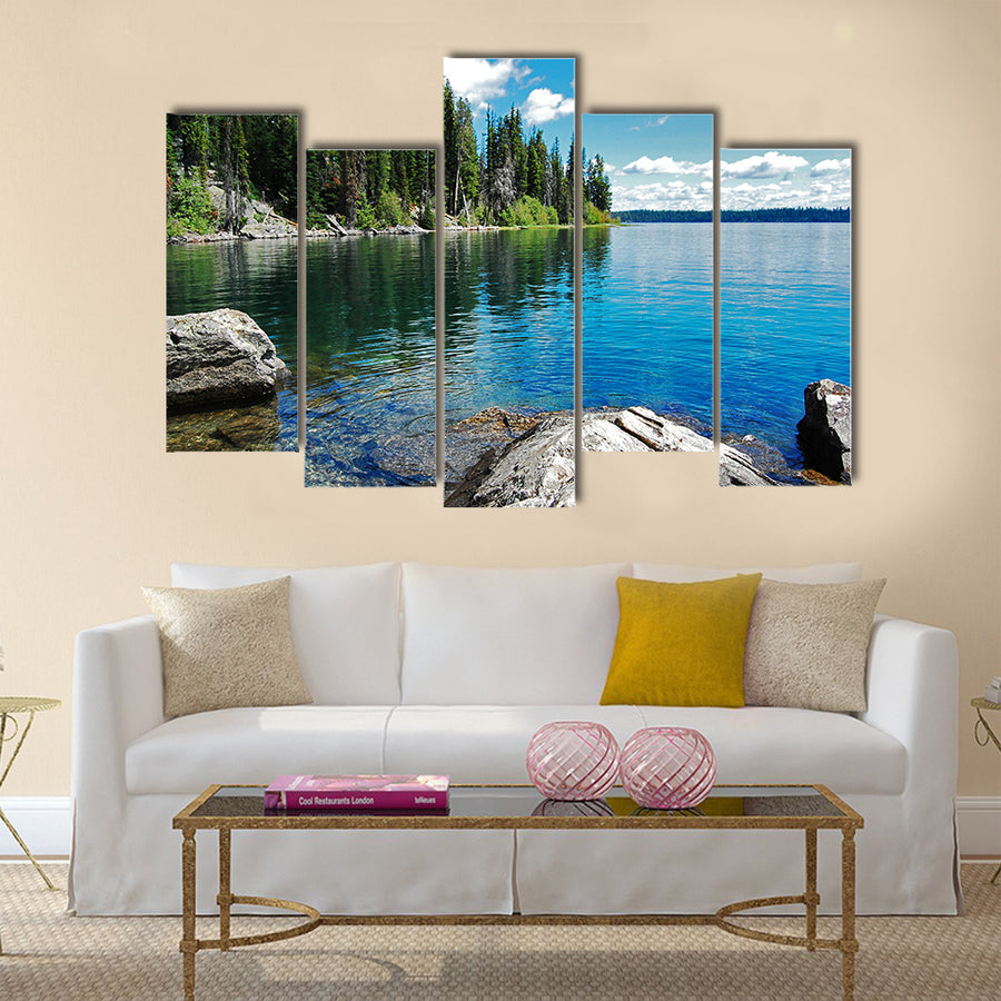 Gran Teton, beautiful landscape with the lake multi panel canvas wall art