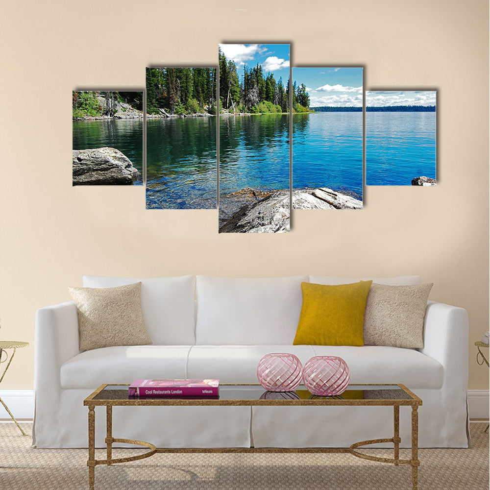 Gran Teton, beautiful landscape with the lake multi panel canvas wall art