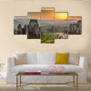 Meteora Roussanou Monastery at sunset, Greece Multi Panel Canvas Wall Art