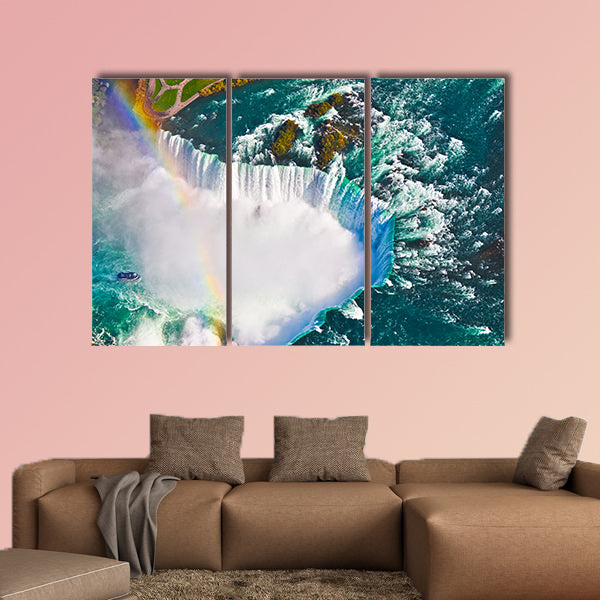 Aerial view of Niagara Falls, Canada and United States of America multi panel canvas wall art