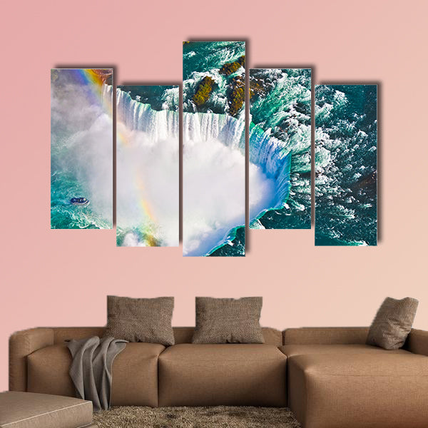Aerial view of Niagara Falls, Canada and United States of America multi panel canvas wall art