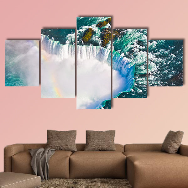 Aerial view of Niagara Falls, Canada and United States of America multi panel canvas wall art