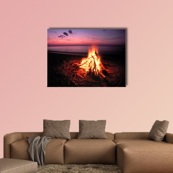 Beach Campfire on Lake Superior multi panel canvas wall art