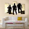 Silhouettes of S W A T officers holding their guns Multi Panel Canvas Wall Art