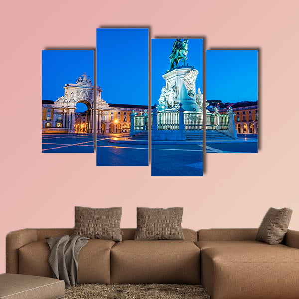 View on the Commerce Square in Lisbon, Portugal multi panel canvas wall art