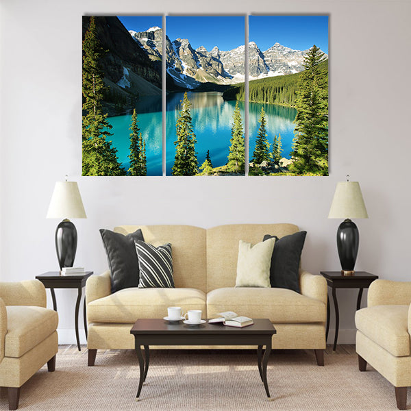 Lake Moraine, Banff national park multi panel canvas wall art