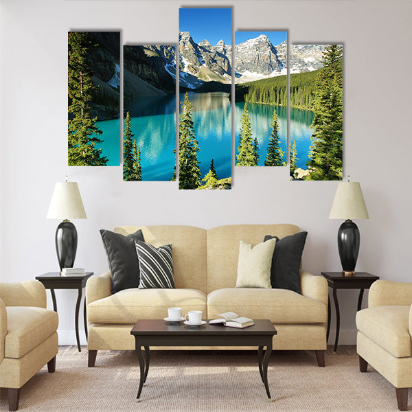 Lake Moraine, Banff national park multi panel canvas wall art