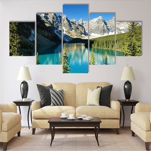 Lake Moraine, Banff national park multi panel canvas wall art