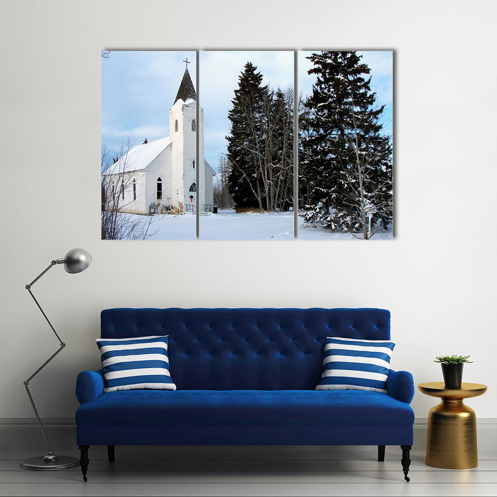 A Country Church Nestled In Trees, Multi Panel Canvas Wall Art