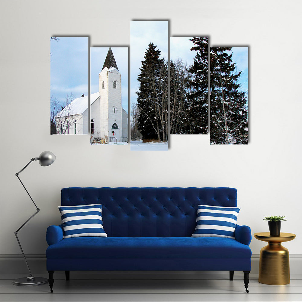 A Country Church Nestled In Trees, Multi Panel Canvas Wall Art