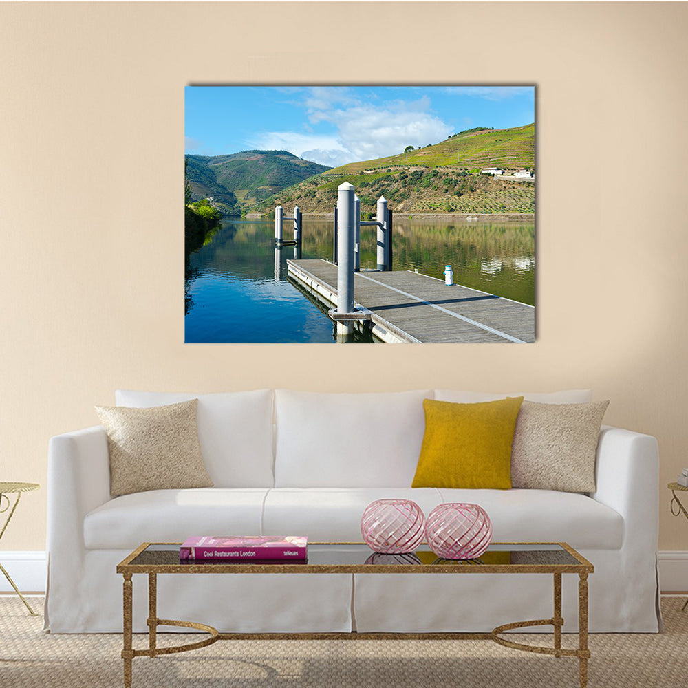 The Metal Mooring Line on the River Douro, Portugal Multi panel Canvas Wall Art
