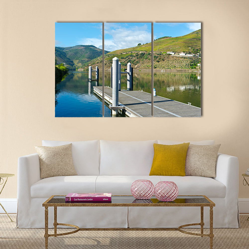 The Metal Mooring Line on the River Douro, Portugal Multi panel Canvas Wall Art