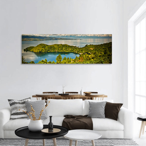 Lake Toba in North Sumatra, Indonesia panoramic canvas wall art