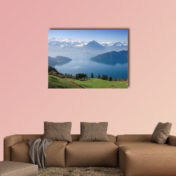 Aerial view of Lucerne Lake with Swiss alpine in summer, Switzerland Multi panel canvas wall art