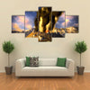 Most Beautiful View of Anak Krakatau erupting - fantasy illustration multi panel canvas wall art