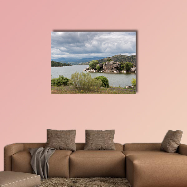 Views of the reservoir of El Burguillo, Avila, Spain, Multi Panel Canvas Wall Art