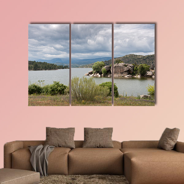 Views of the reservoir of El Burguillo, Avila, Spain, Multi Panel Canvas Wall Art