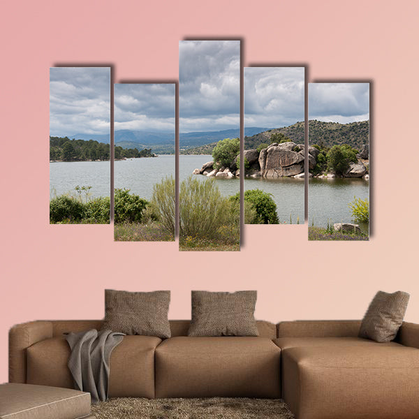 Views of the reservoir of El Burguillo, Avila, Spain, Multi Panel Canvas Wall Art