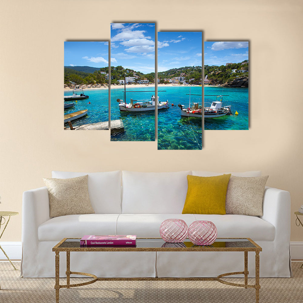The Ibiza Cala Vedella In The Balearic Island In Spain Multi Panel Canvas Wall Art