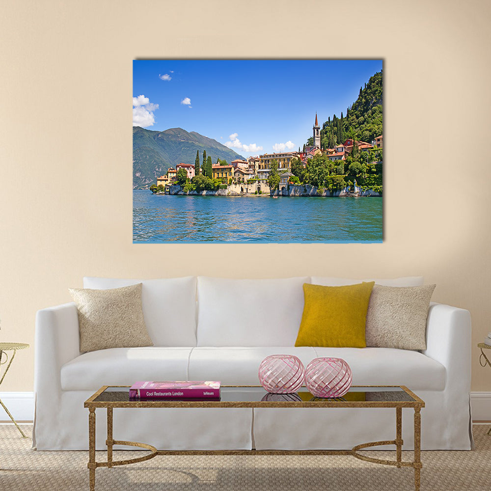 Panoramic view of Cernobbio town multi panel canvas wall art