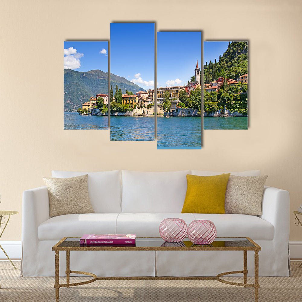 Panoramic view of Cernobbio town multi panel canvas wall art