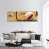 Goal on the beach with a volleyball panoramic canvas wall art