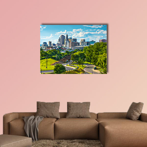 Hartford, Connecticut, USA downtown cityscape multi panel canvas wall art