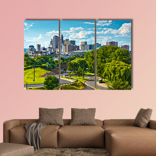 Hartford, Connecticut, USA downtown cityscape multi panel canvas wall art
