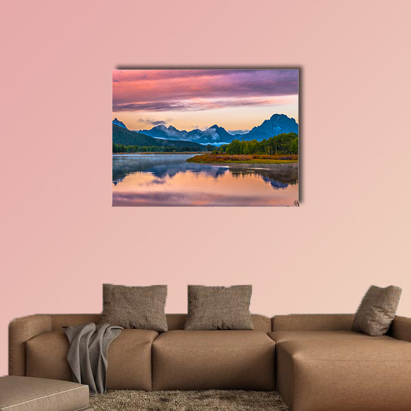 Sunrise in Grand Teton National Park - Oxbow Point Multi panel canvas wall art